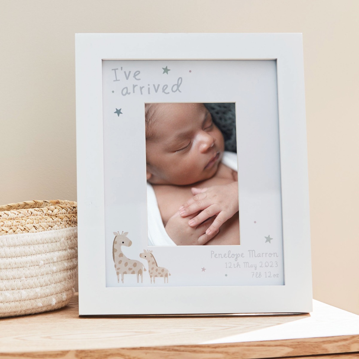 Personalised Giraffe Baby Announcement Photo Frame