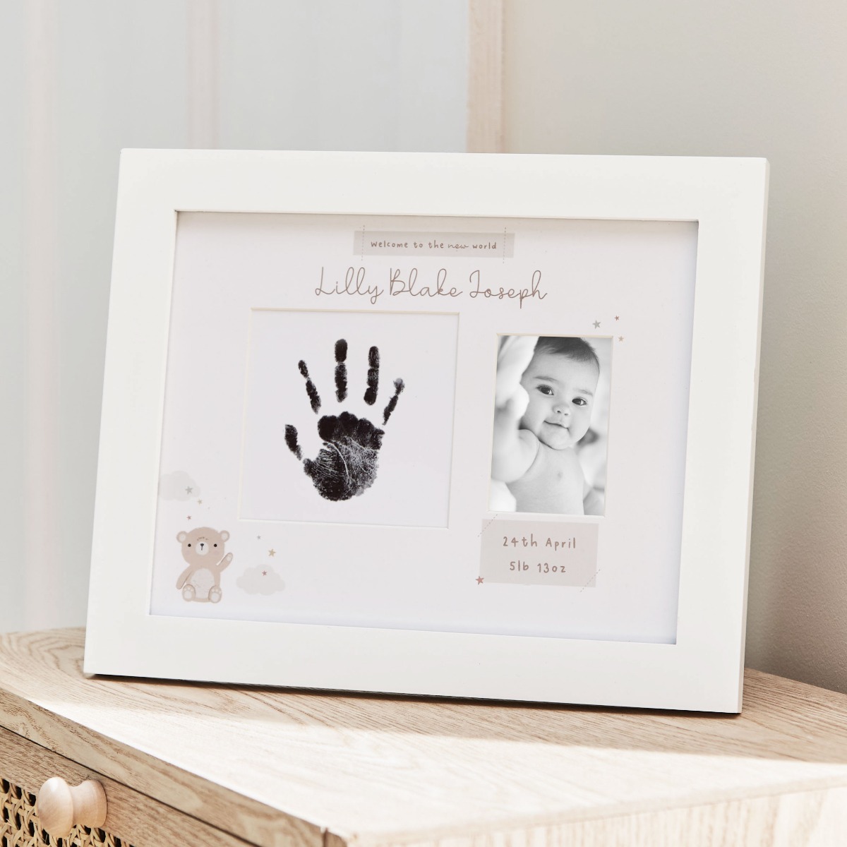 Personalised Born To Be Loved Handprint Photo Frame