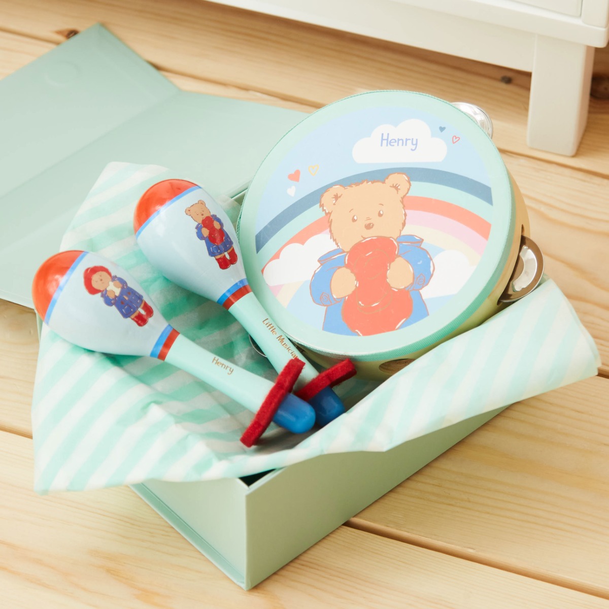 Personalised Paddington Bear Band Wooden Toy Gift Set