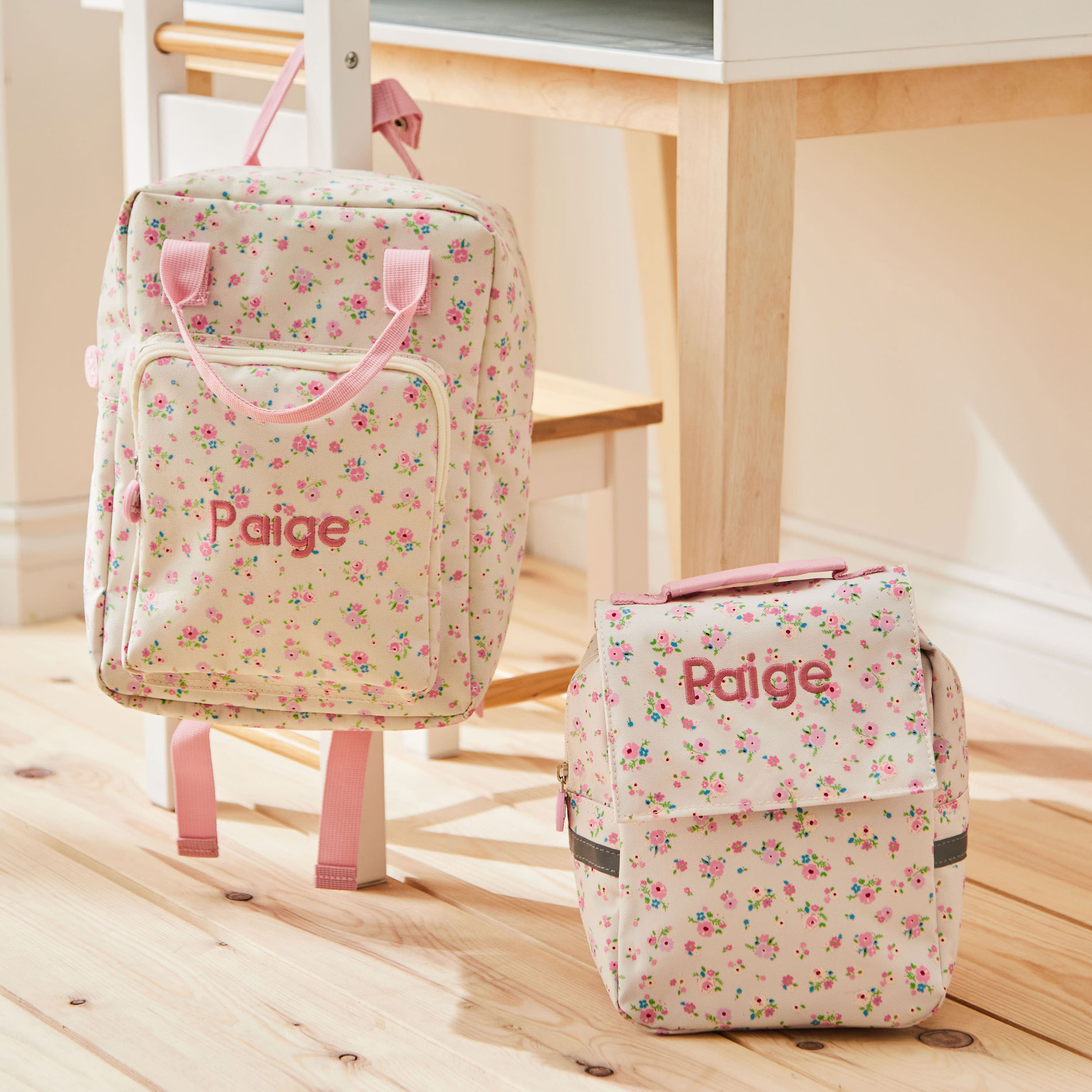 Personalised Ditsy Floral Backpack Lunch Bag Set