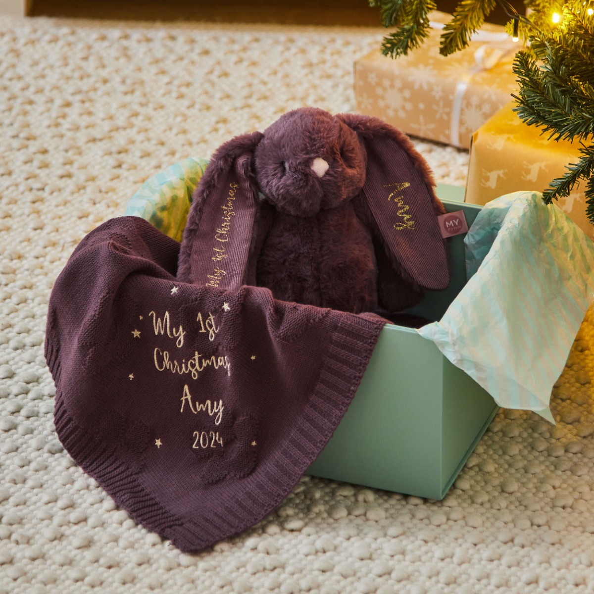 Personalised My 1st Christmas Cuddle Plum Gift Set