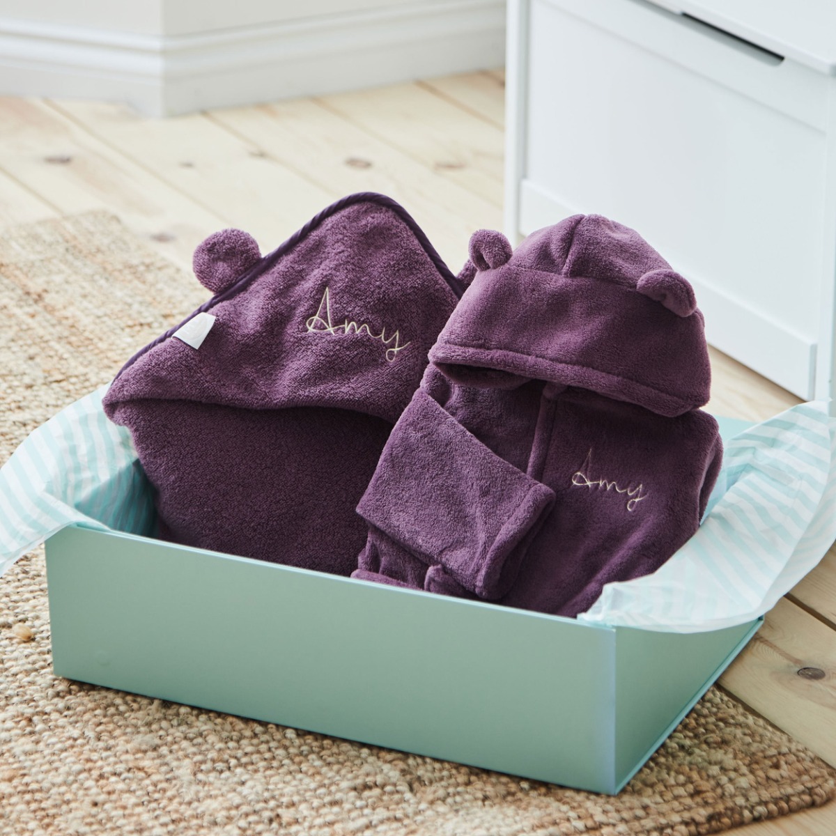 Personalised Plum Splash and Snuggle Gift Set