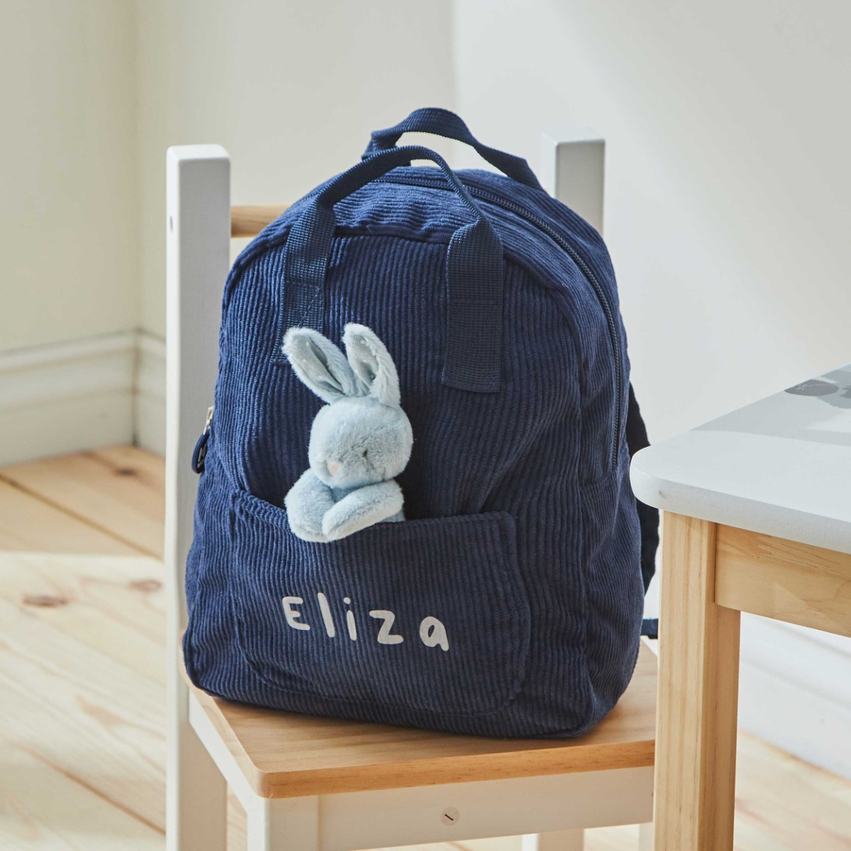 Personalised Cord Mini Backpack and Bunny Toy