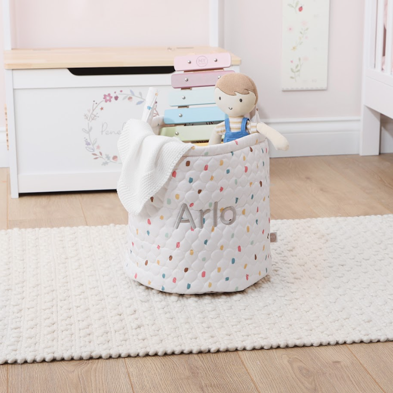 Personalised Medium Rainbow Polka Dot Storage Bag