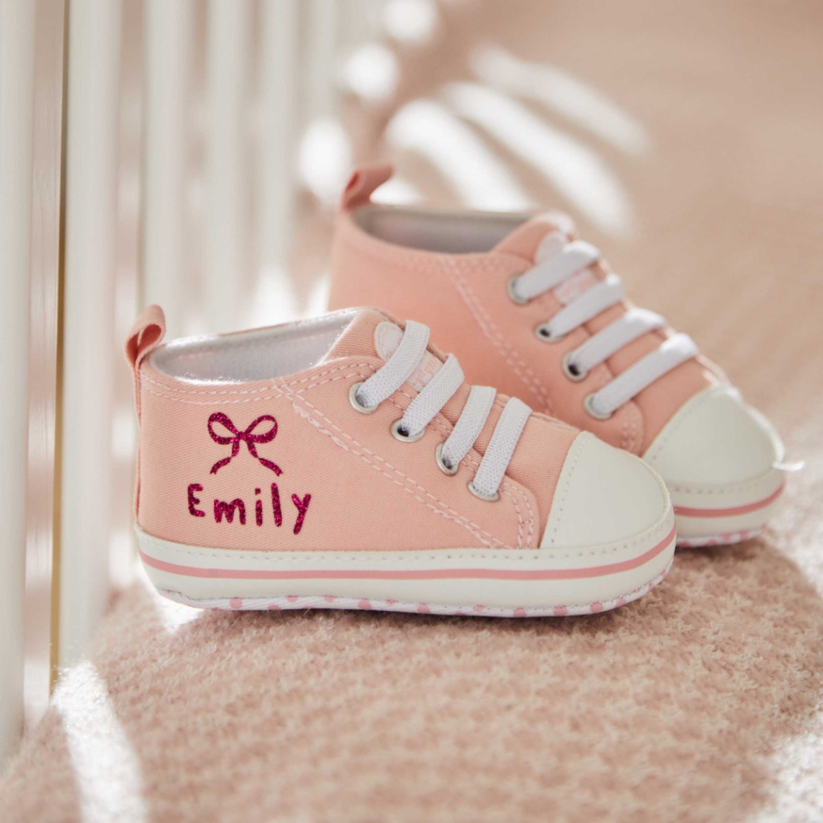 Personalised Bow Baby High Top Shoes