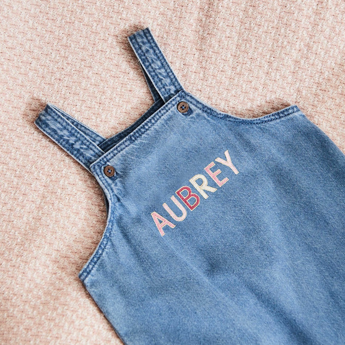 Personalised Patchwork Letters Denim Dungarees