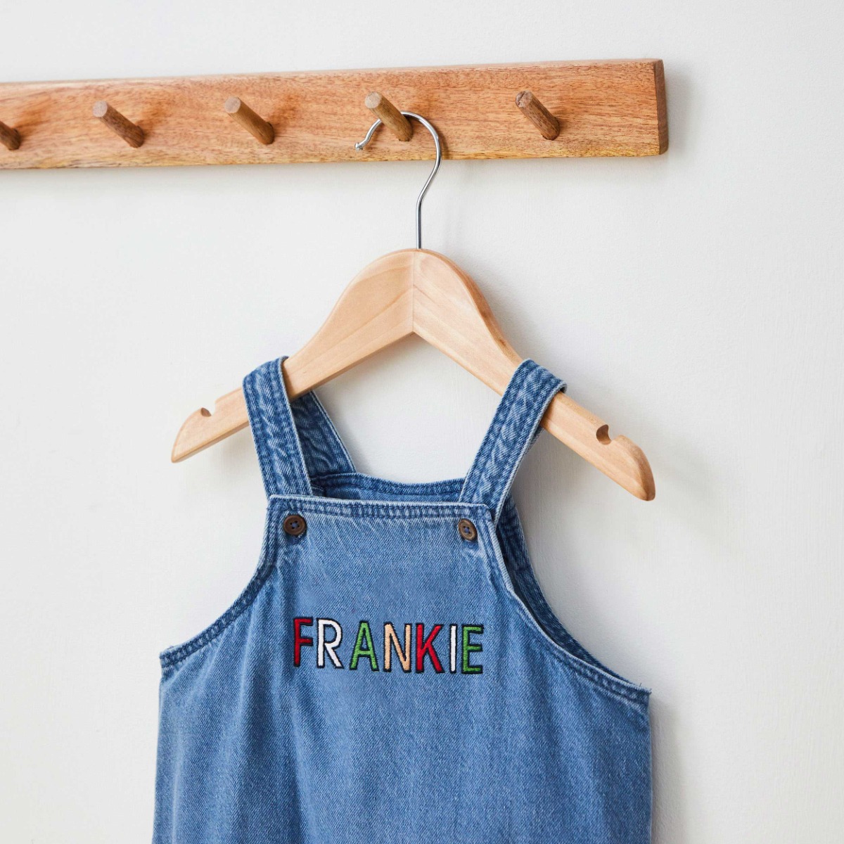 Personalised Patchwork Letters Denim Dungarees