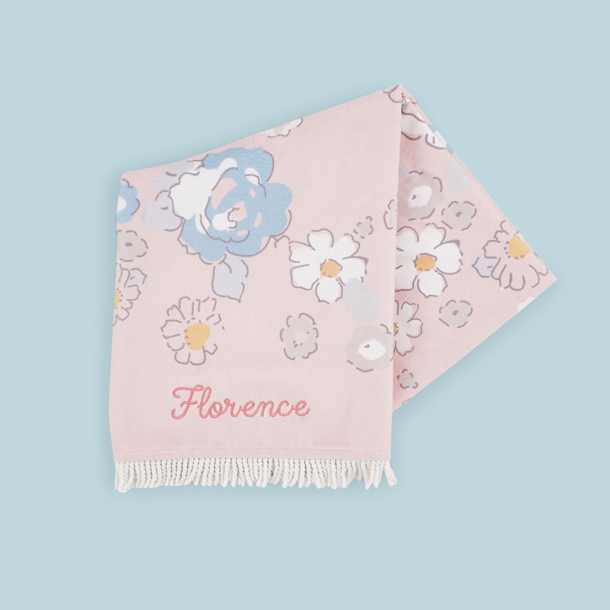 Personalised Floral Beach Towel