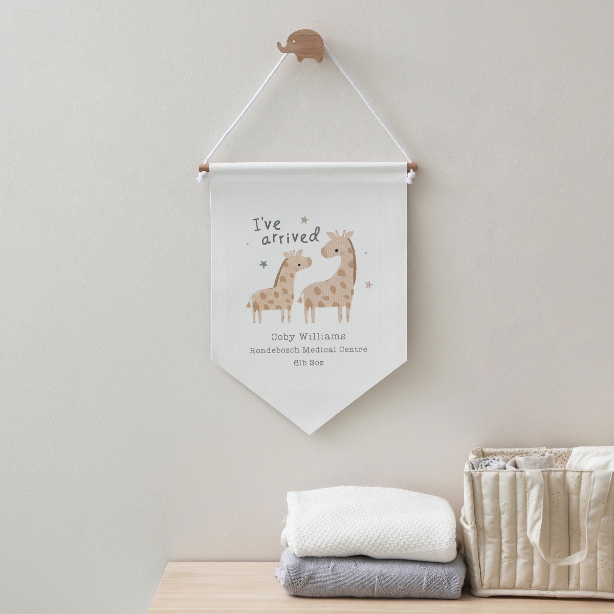 Personalised I’ve Arrived Baby Wall Hanging