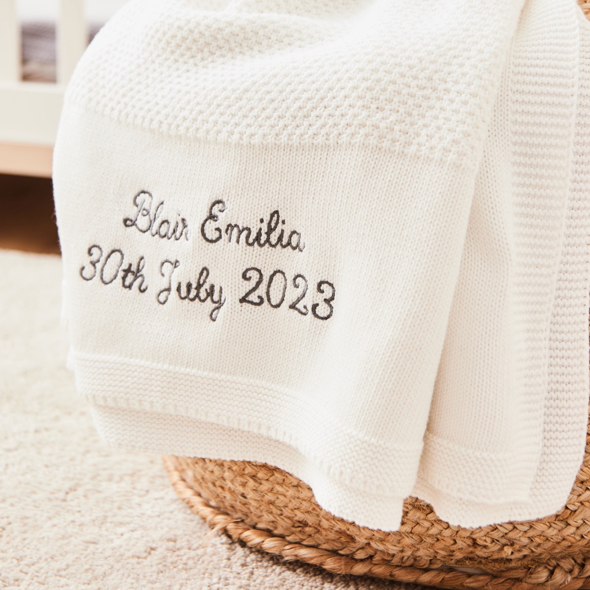 Personalised Ivory Cotton Baby Shawl