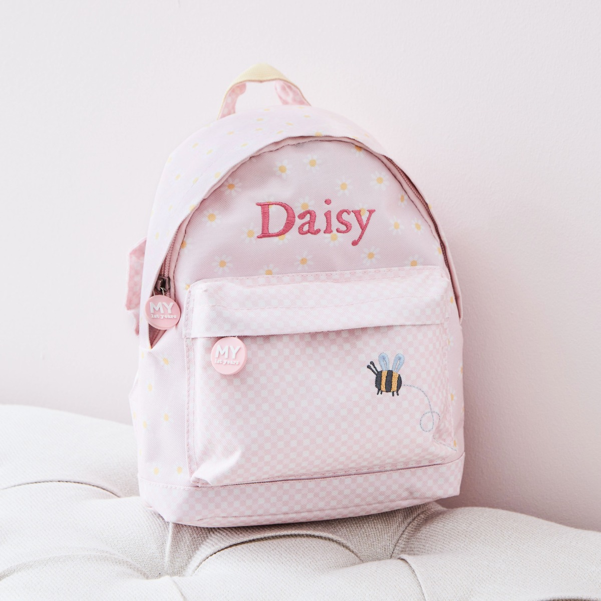 Personalised Gingham Floral Classic Mini Backpack