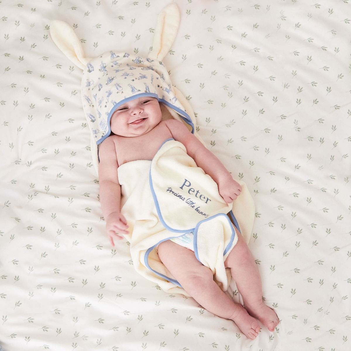 Personalised Cream Peter Rabbit Hooded Towel