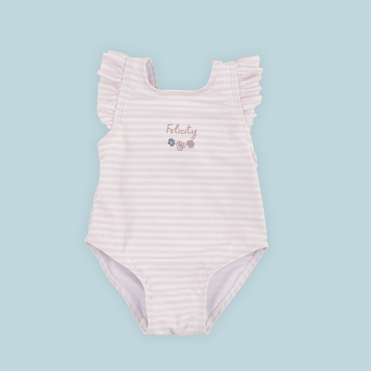 Personalised Floral Striped Swimming Costume