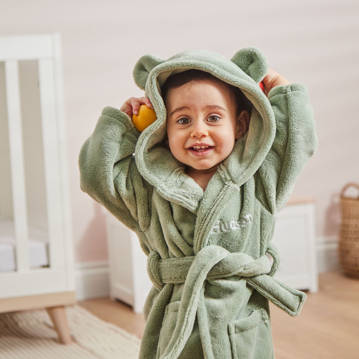 Personalised Sage Fleece Robe