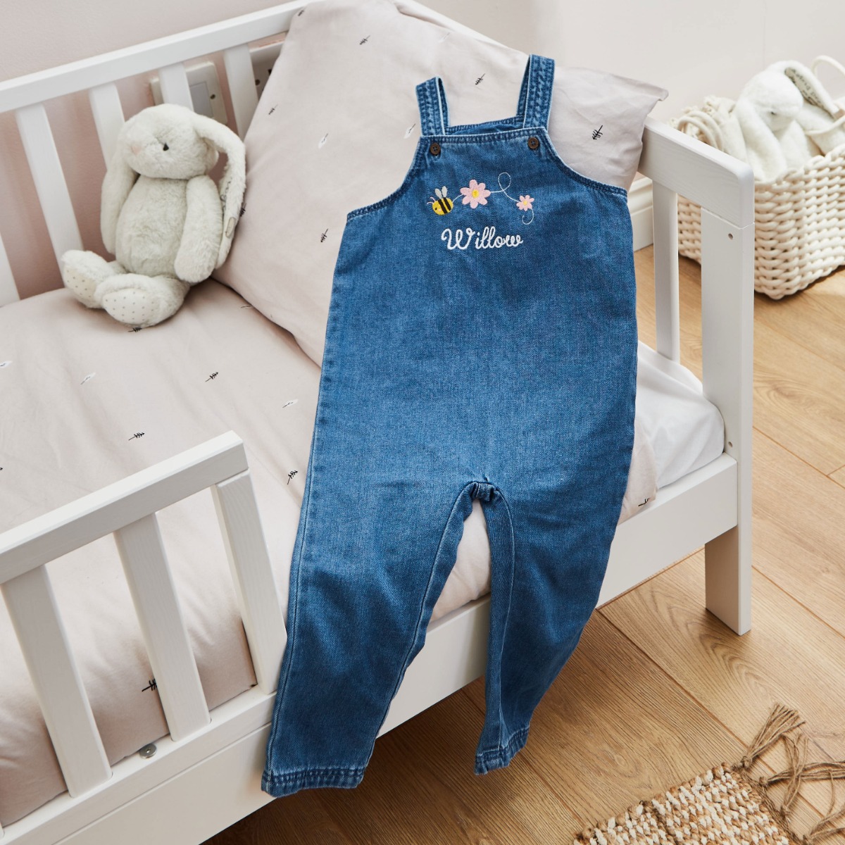 Personalised Bumblebee Denim Dungarees