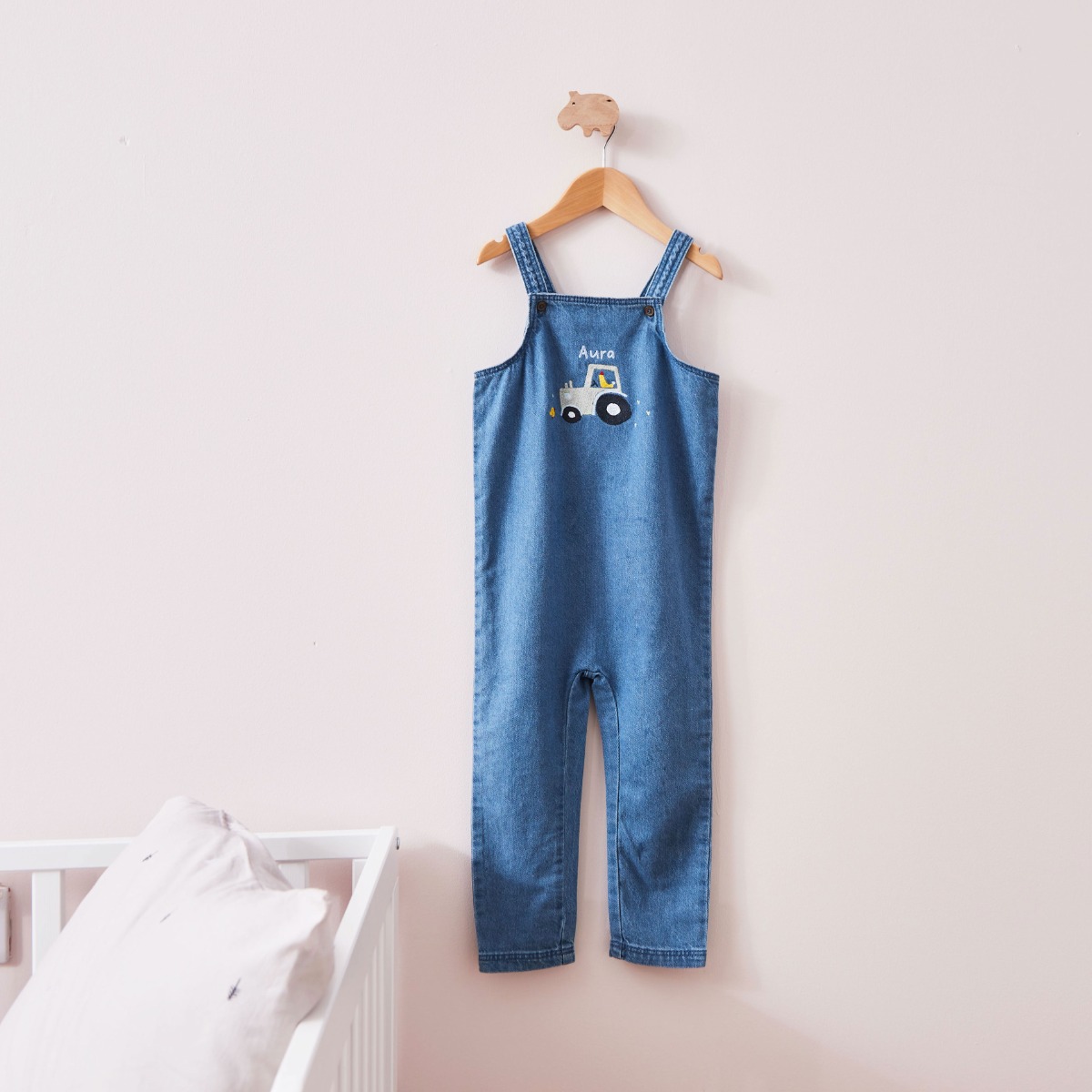 Personalised Farmyard Design Denim Dungarees