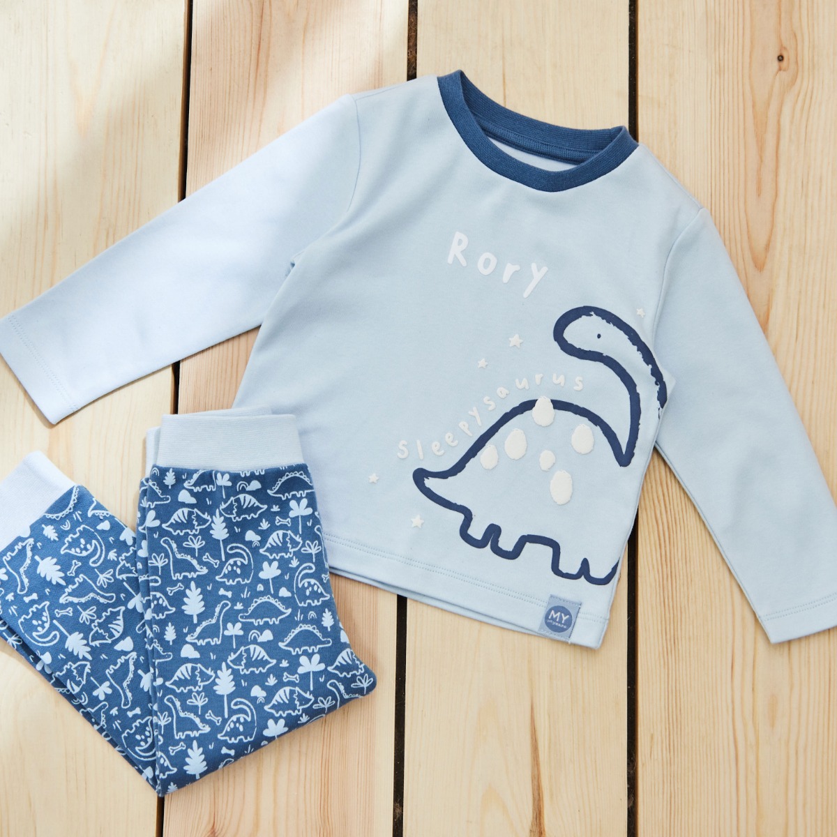 Personalised Sleepysaurus Dinosaur Pyjama Set