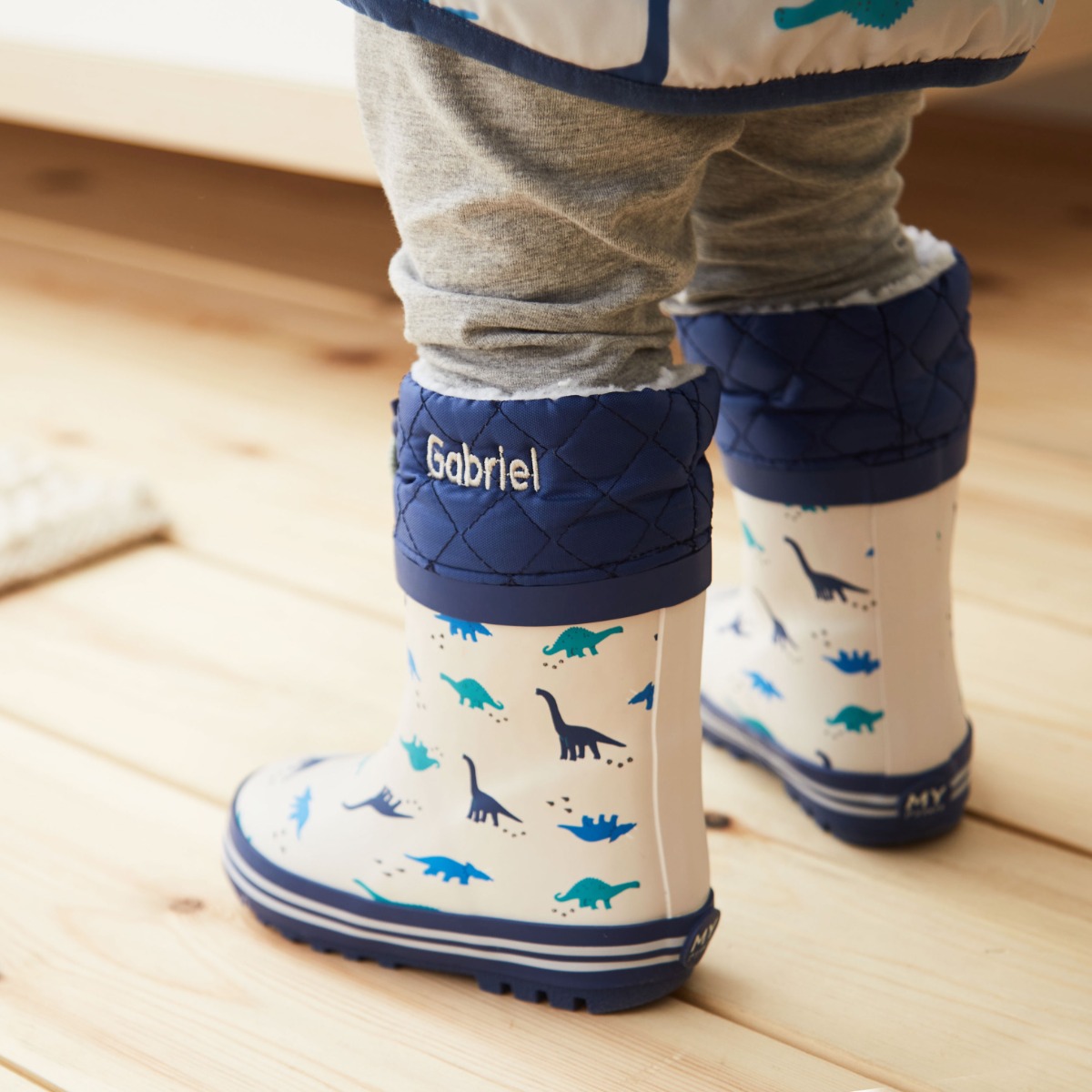 Personalised Dinosaur Print Welly Boots