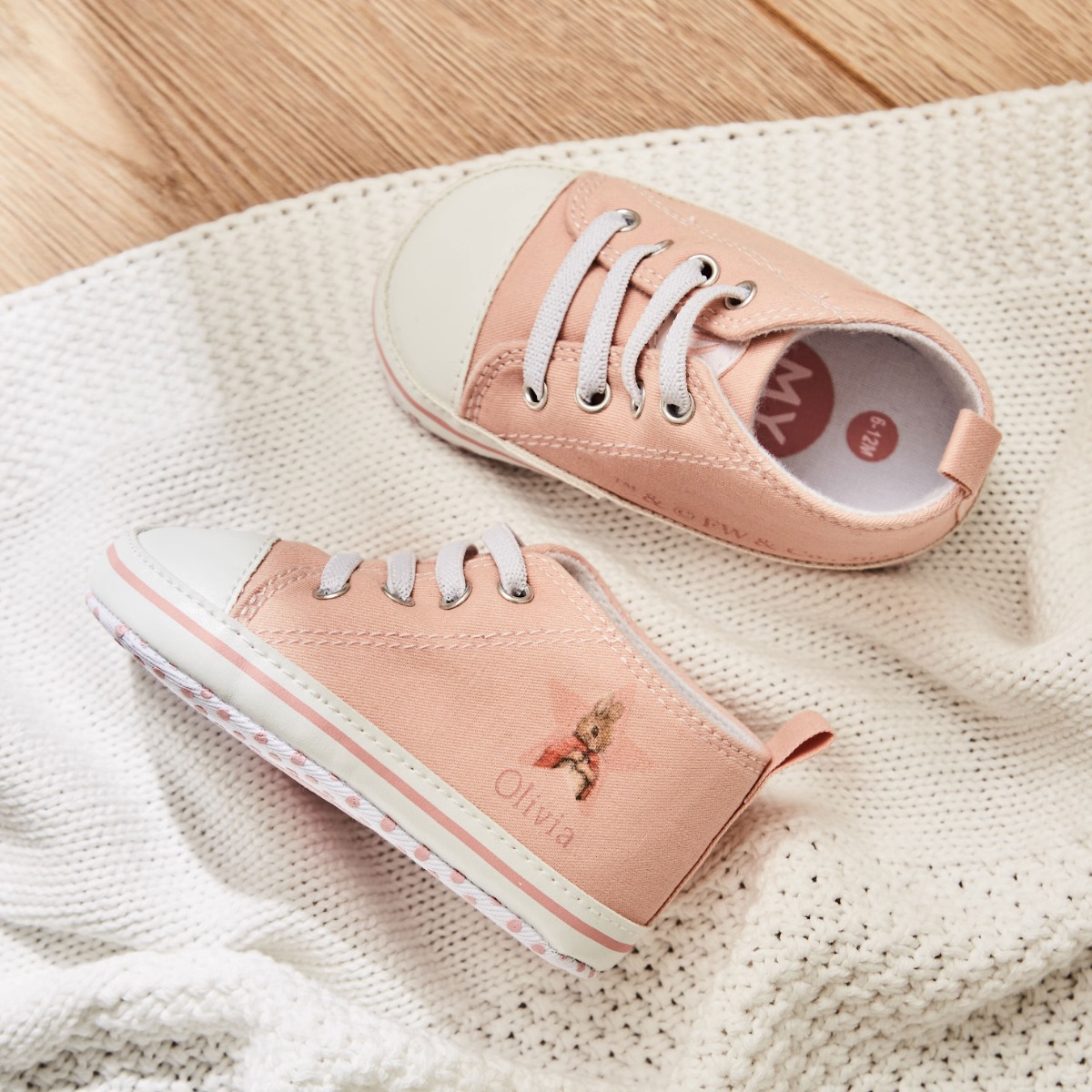 Personalised Flopsy Bunny Baby High Top Trainers