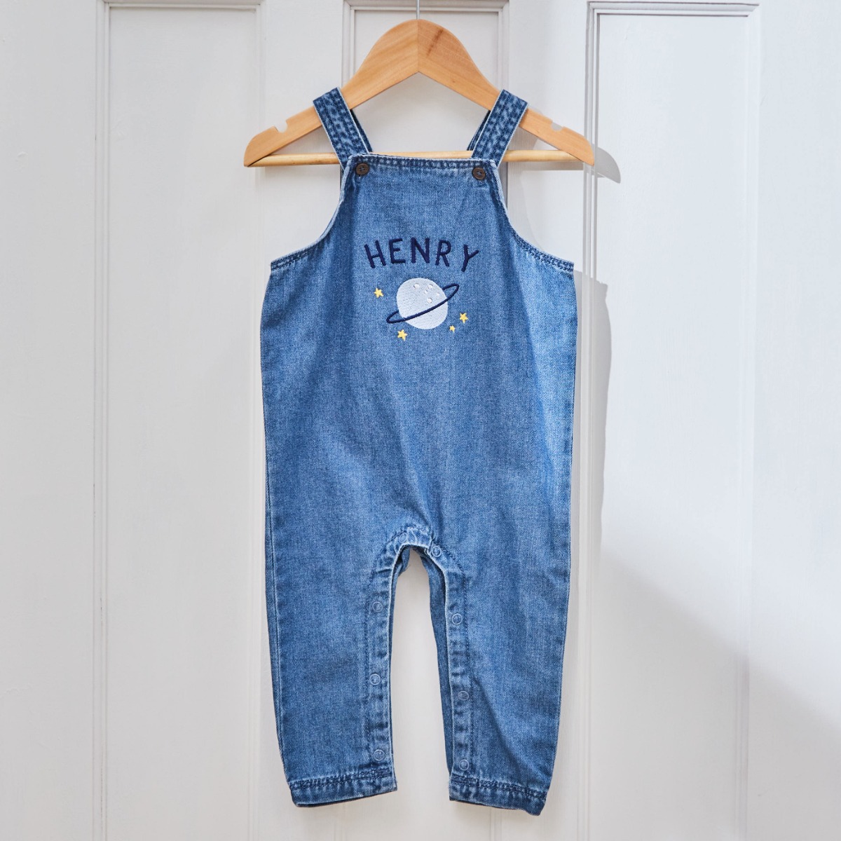 Personalised Space Denim Dungarees