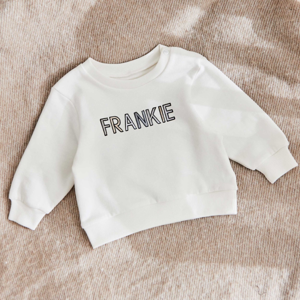 Personalised Patchwork Name Ecru Sweatshirt