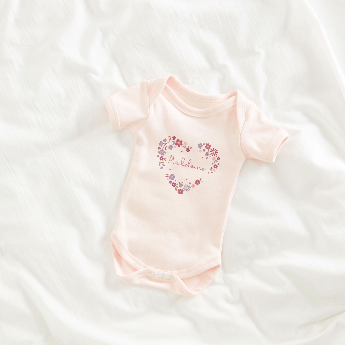 Personalised Floral Heart Bodysuit