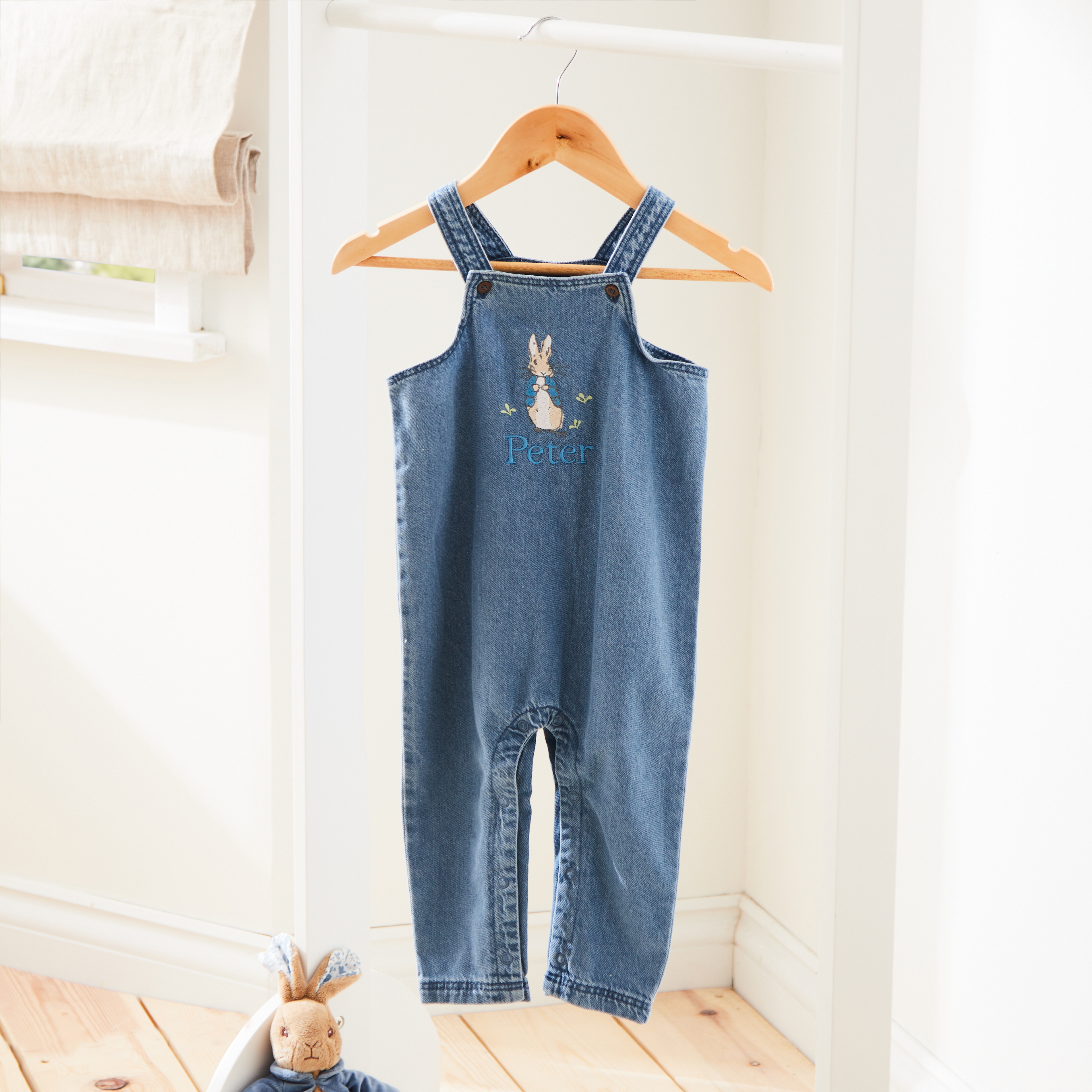 Personalised Peter Rabbit Denim Dungarees