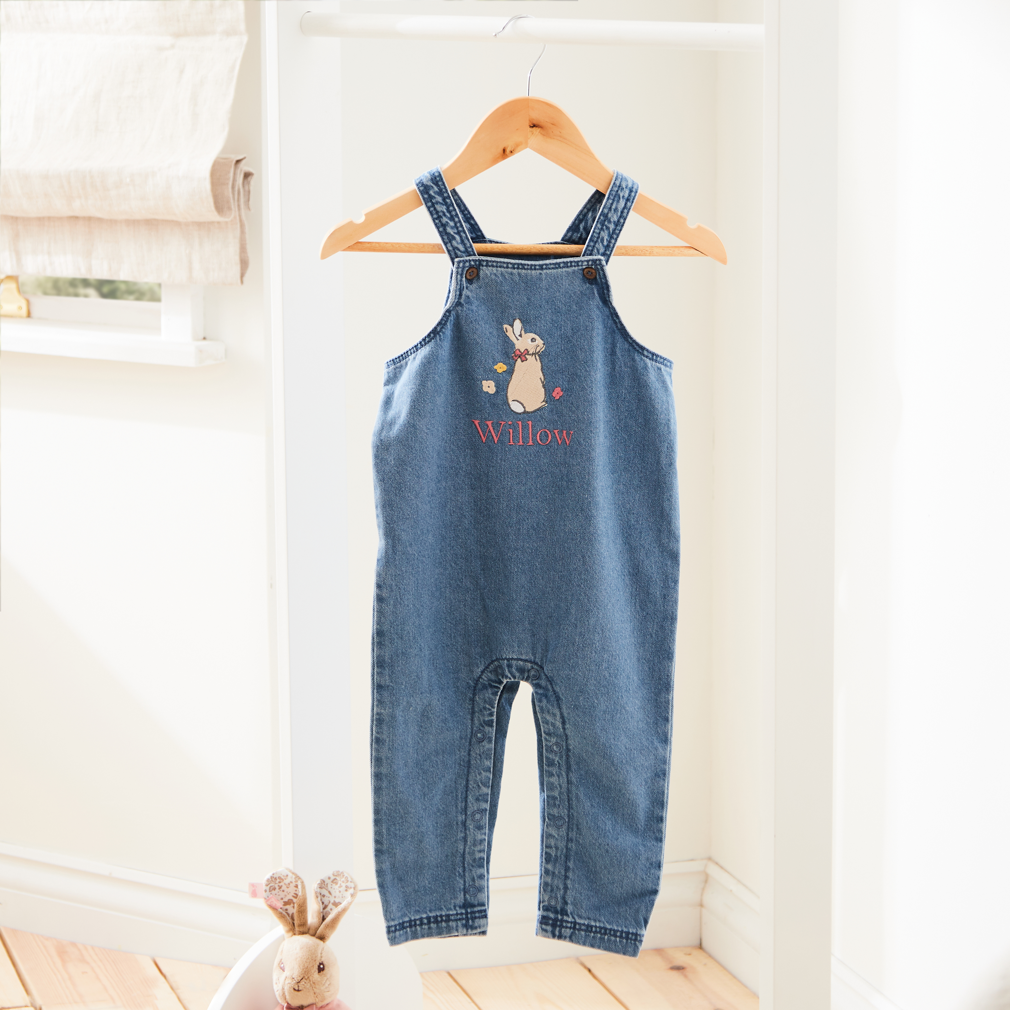 Personalised Flopsy Bunny Denim Dungarees