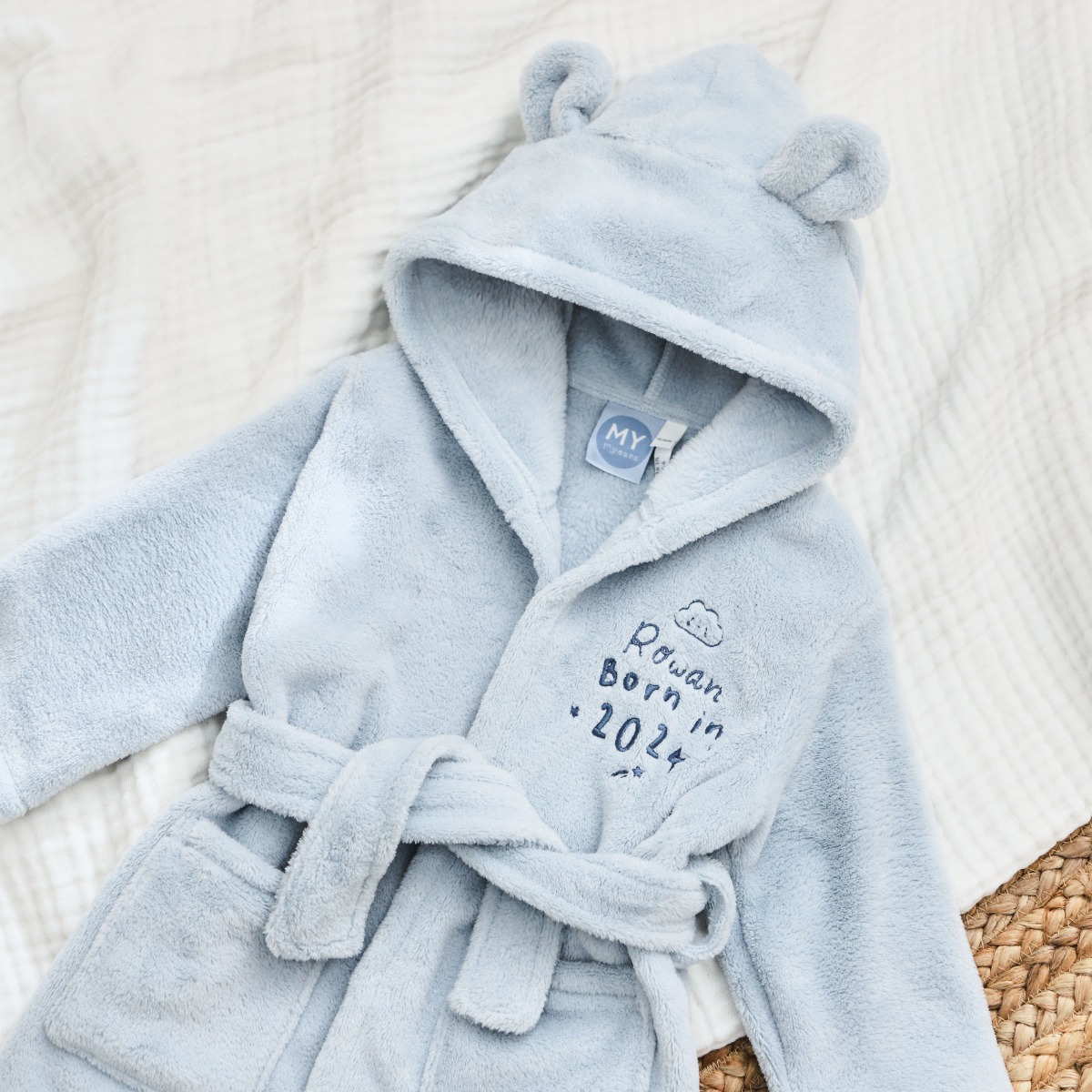 Personalised Born in 2024 Fleece Robe with Ears