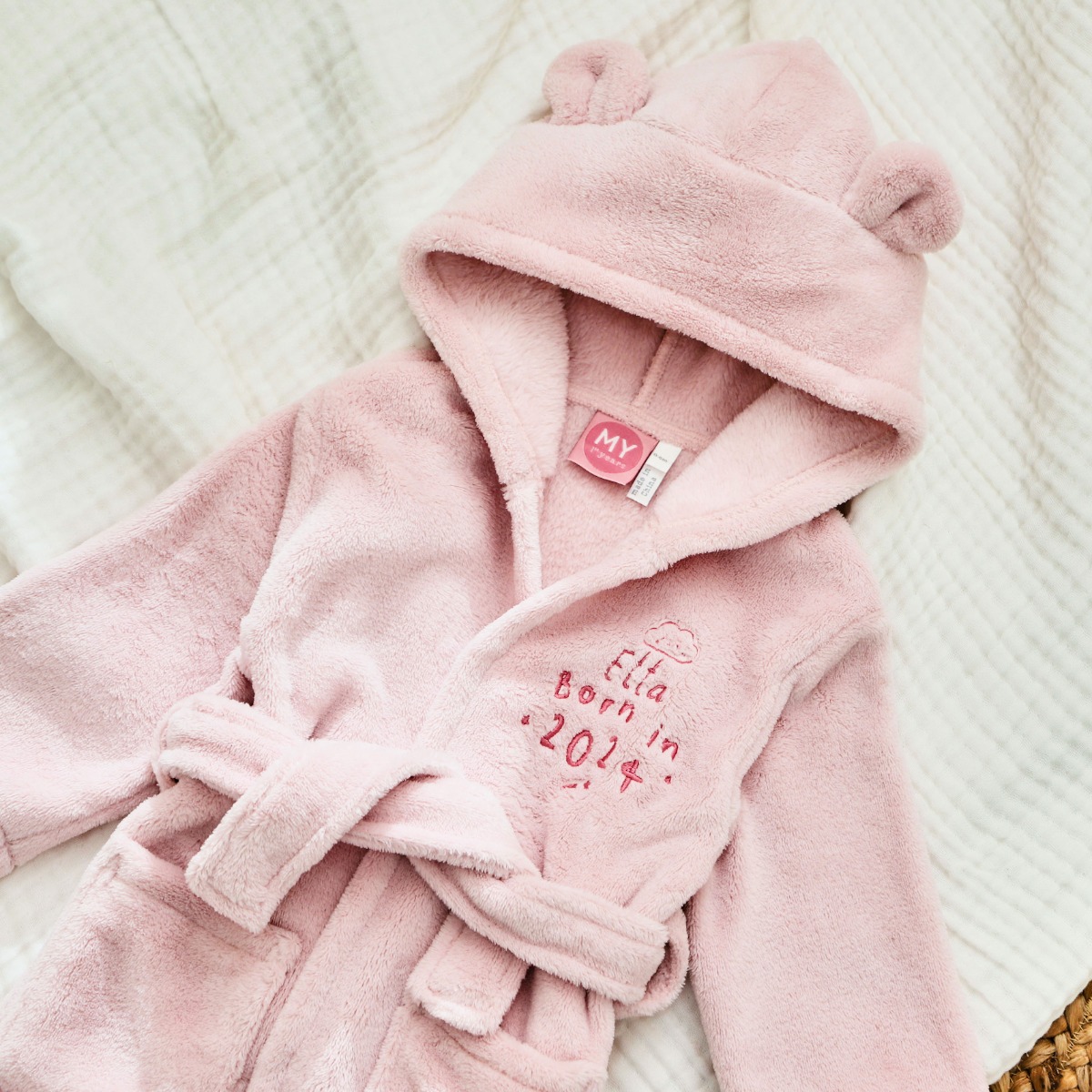 Personalised Born in 2024 Fleece Robe with Ears