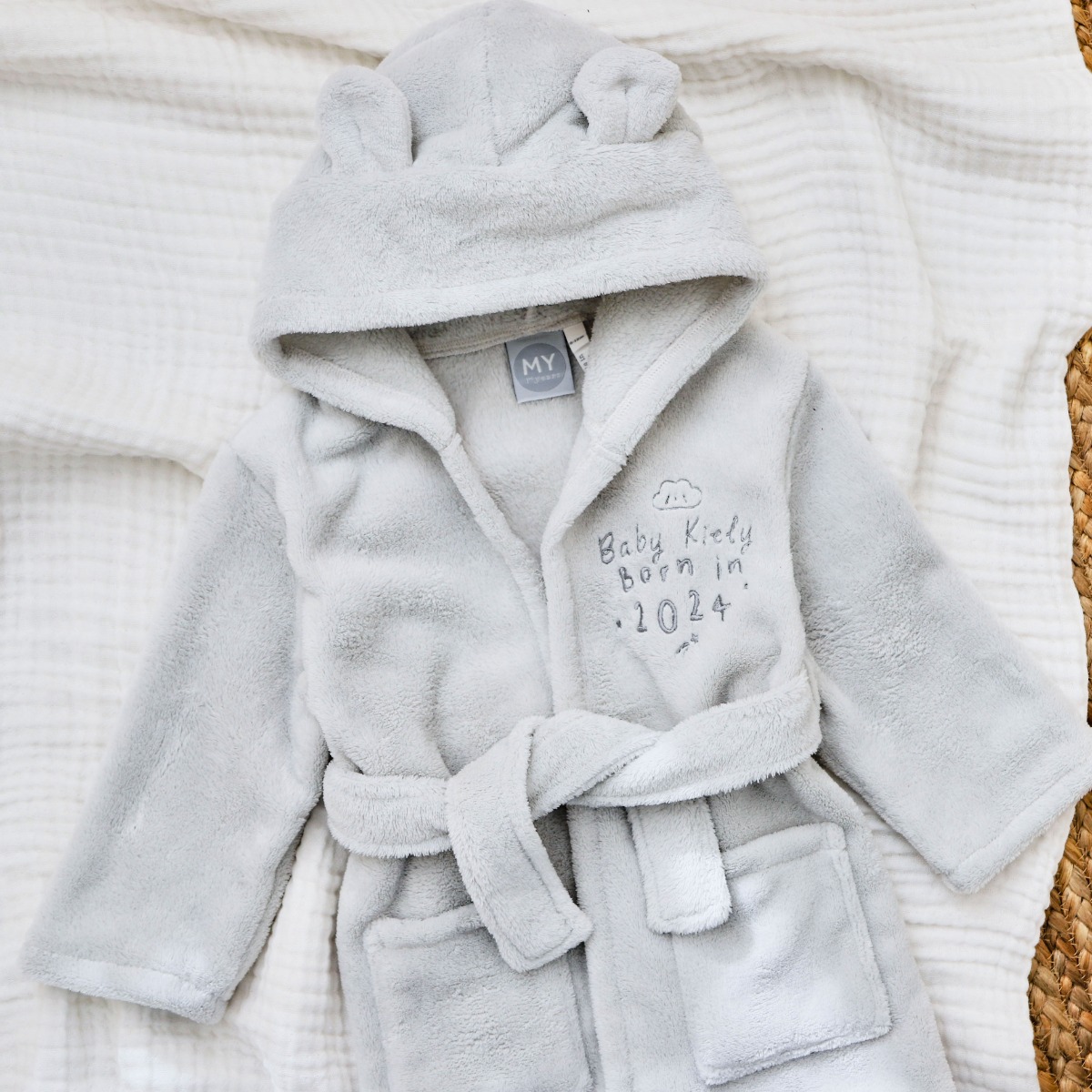 Personalised Born in 2024 Fleece Robe with Ears