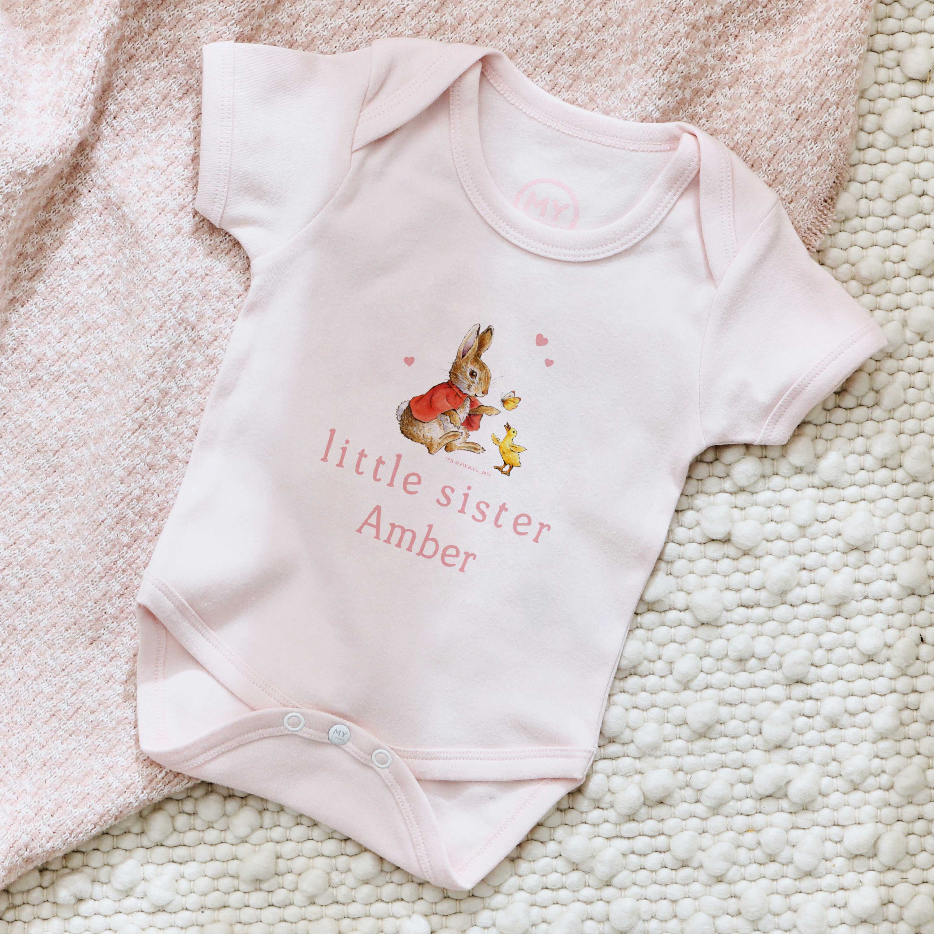 Personalised Flopsy Bunny Little Sister Bodysuit