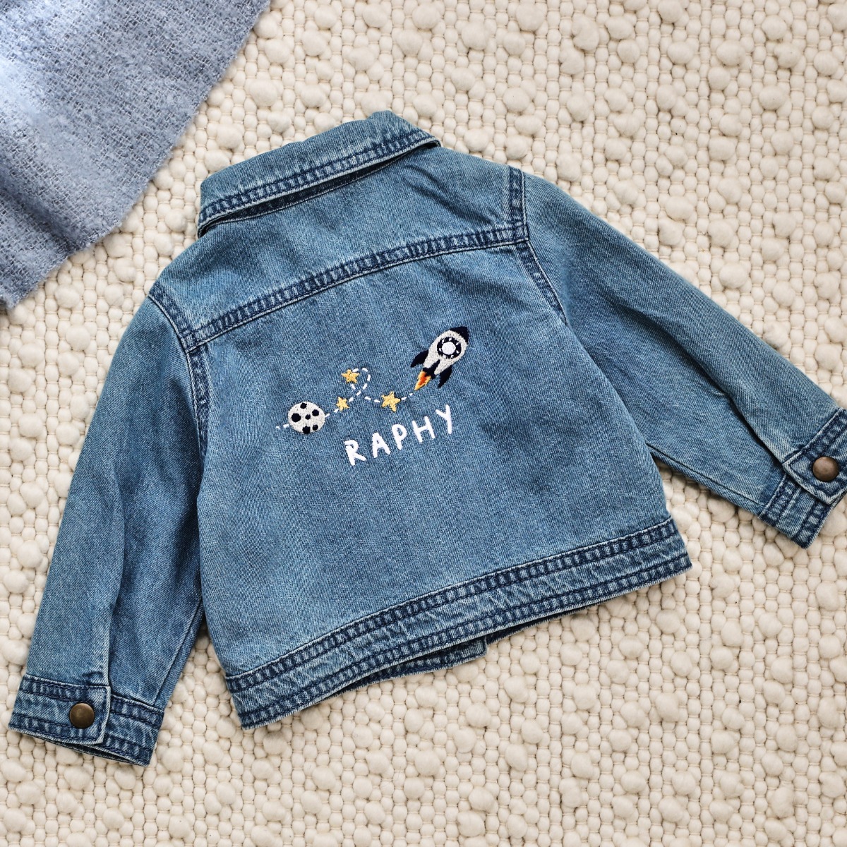 Personalised Moon Rocket Denim Jacket