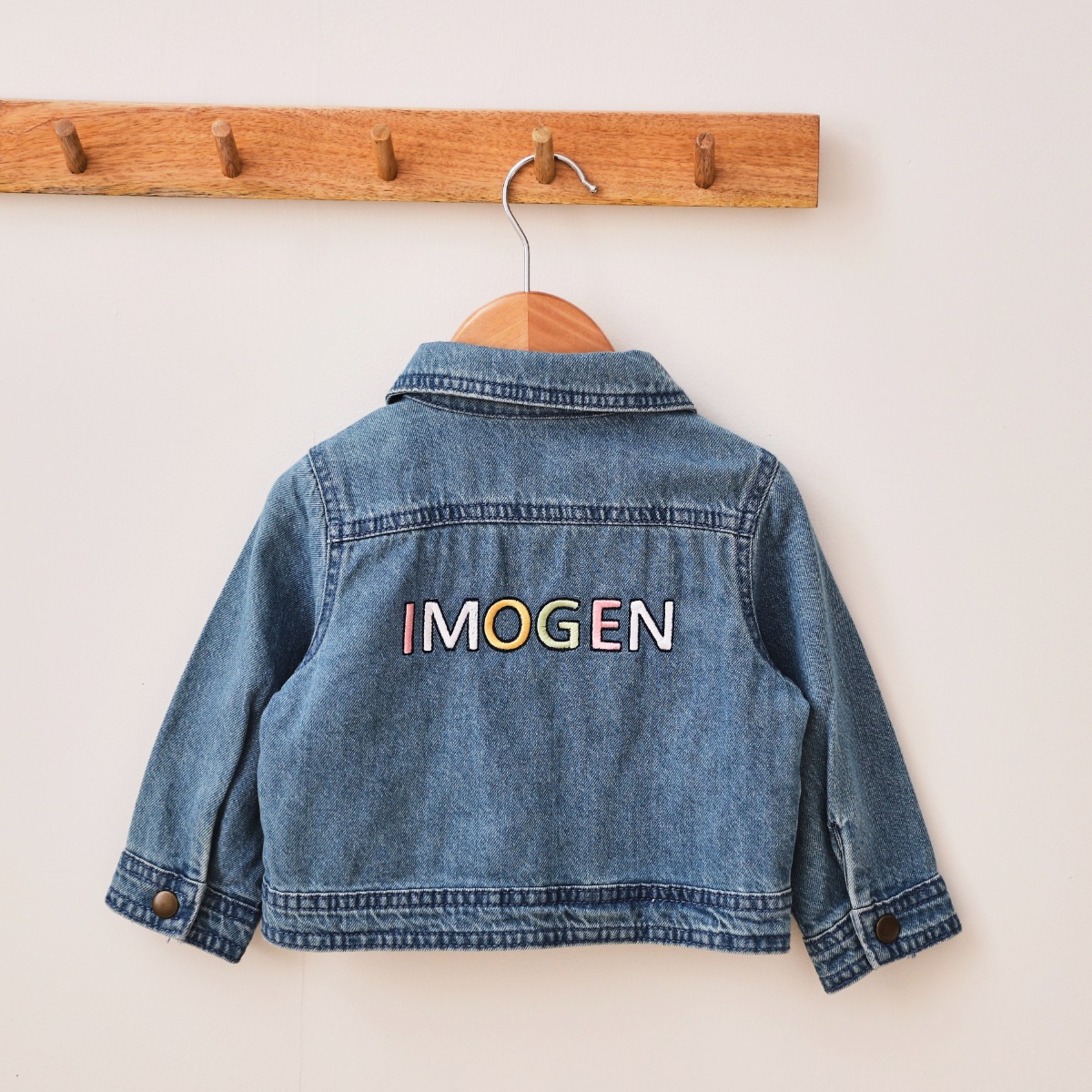 Personalised Pastel Letter Patch Denim Jacket