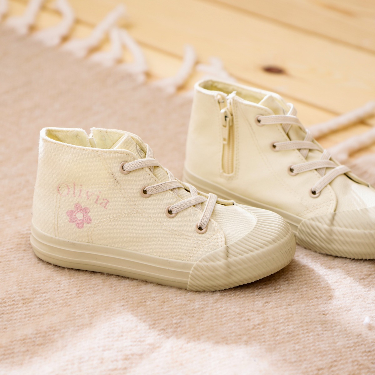 Personalised Flower Ivory High Tops