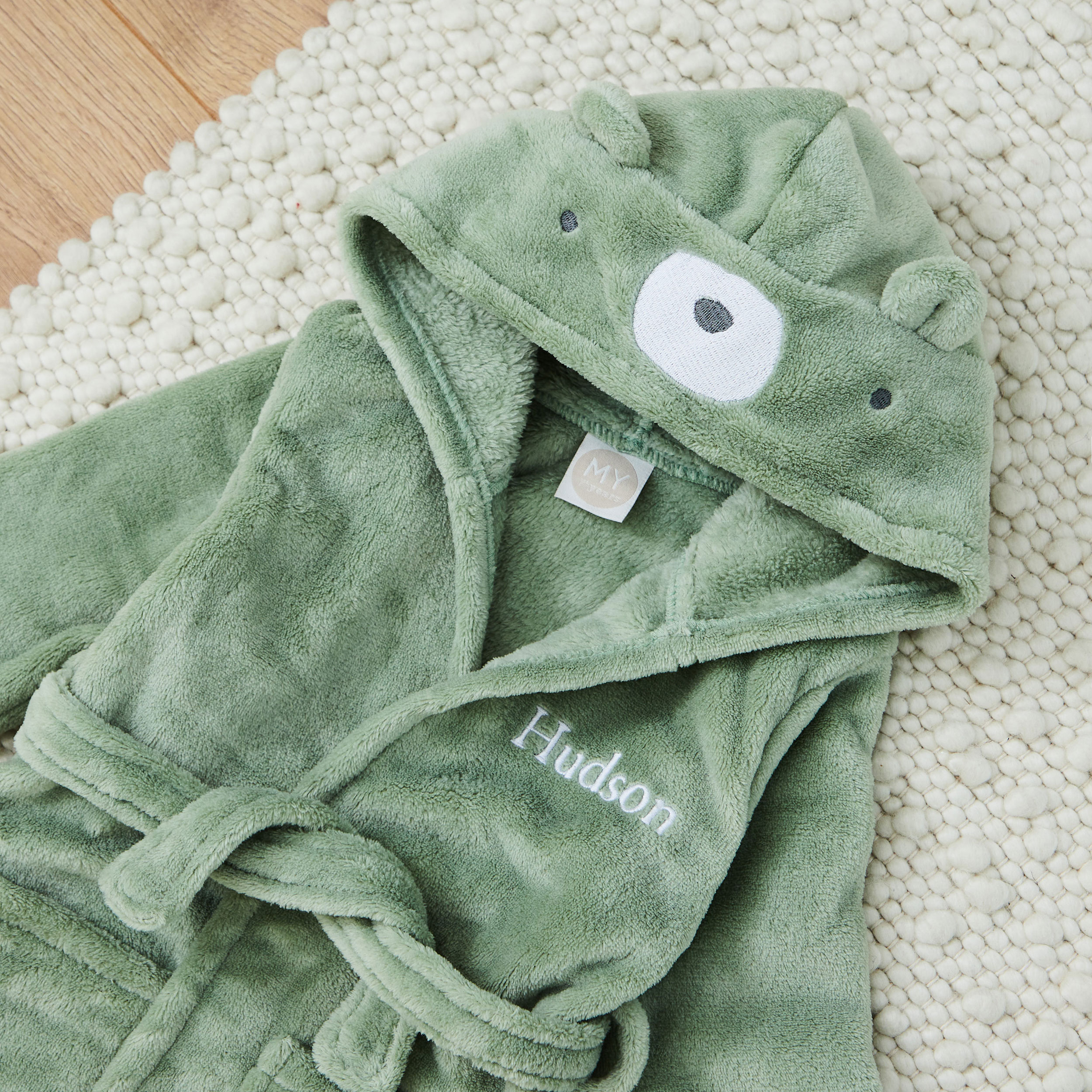 Personalised Sage Bear Dressing Gown