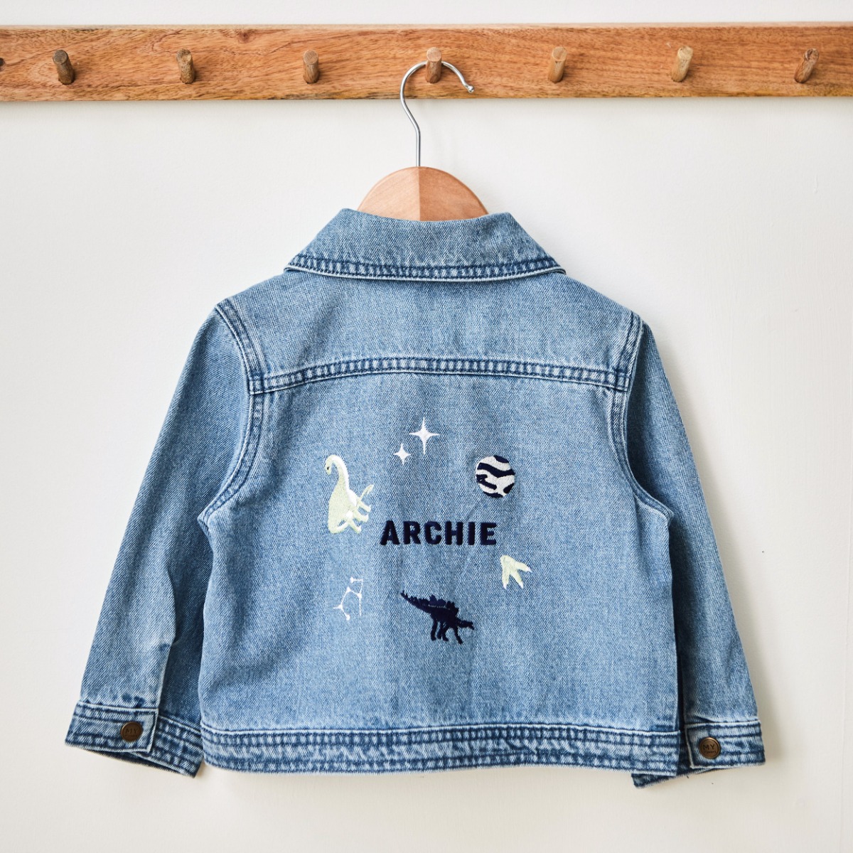 Personalised Natural History Museum Dinosaur Denim Jacket