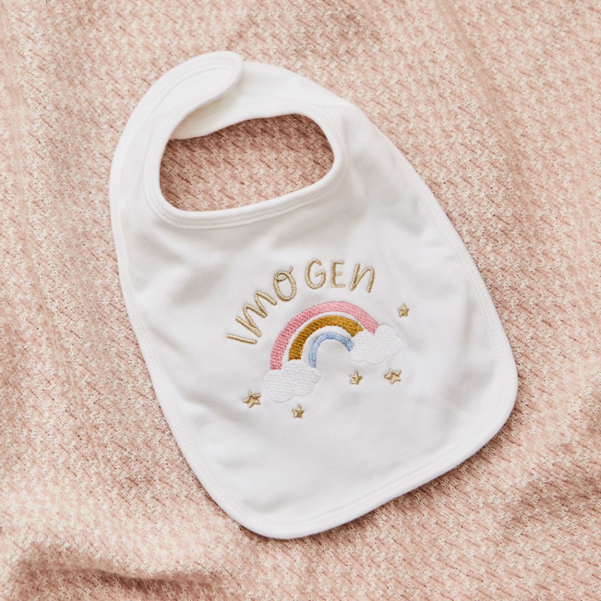 Personalised Embroidered Rainbow Bib