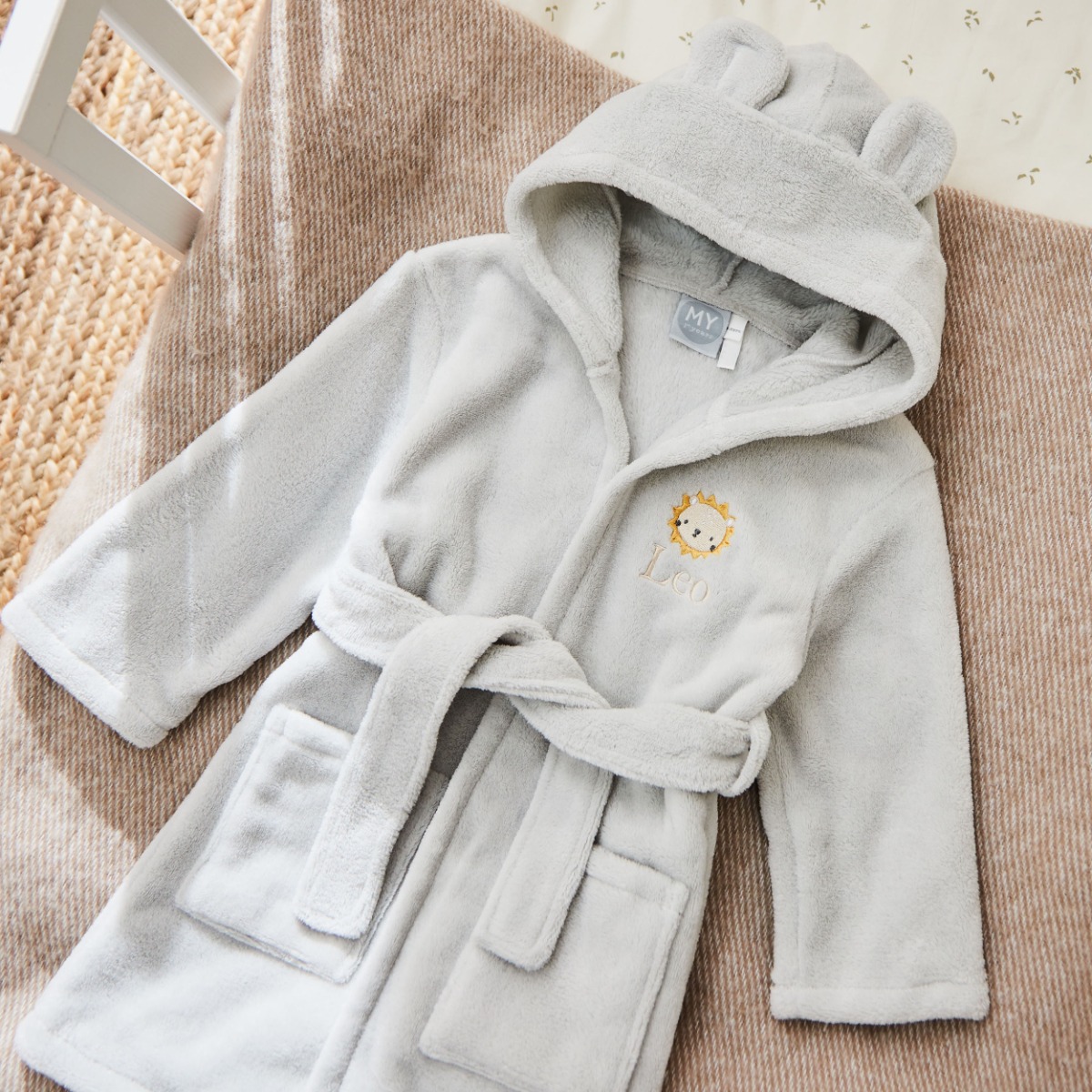 Personalised Lion Cub Fleece Robe with Ears