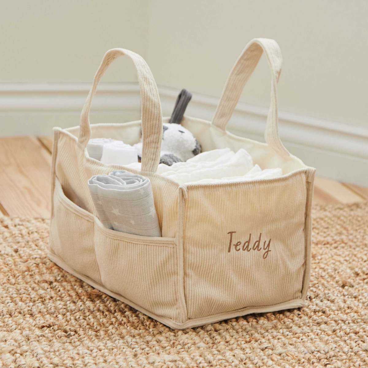 Personalised Cream Nappy Caddy