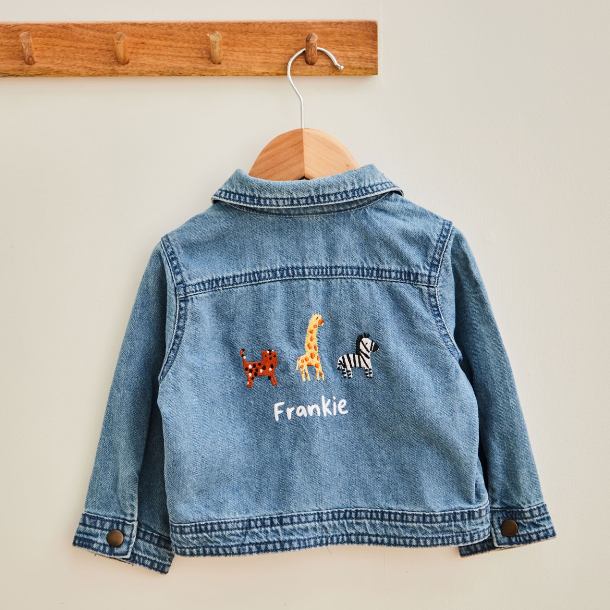 Personalised Safari Animals Denim Jacket