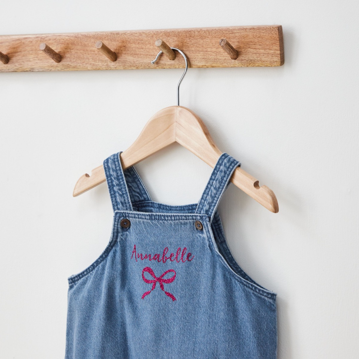 Personalised Glitter Bow Denim Dungarees