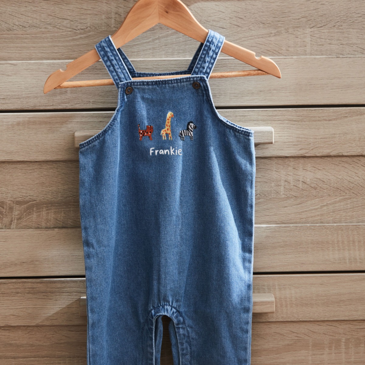 Personalised Safari Denim Dungarees