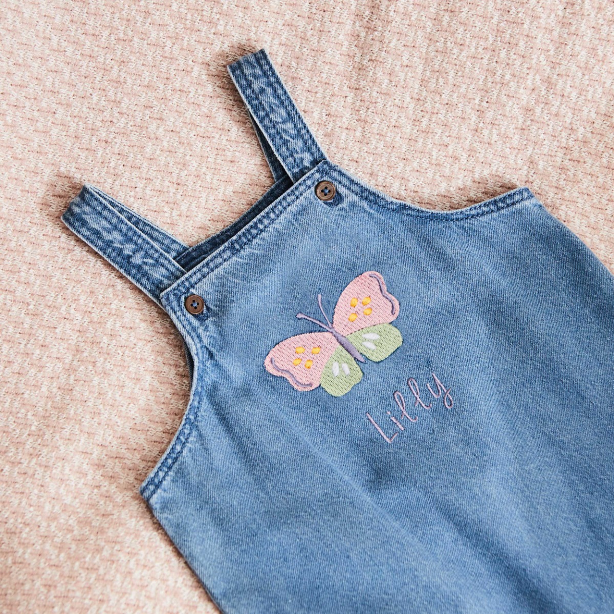 Personalised Butterfly Denim Dungarees