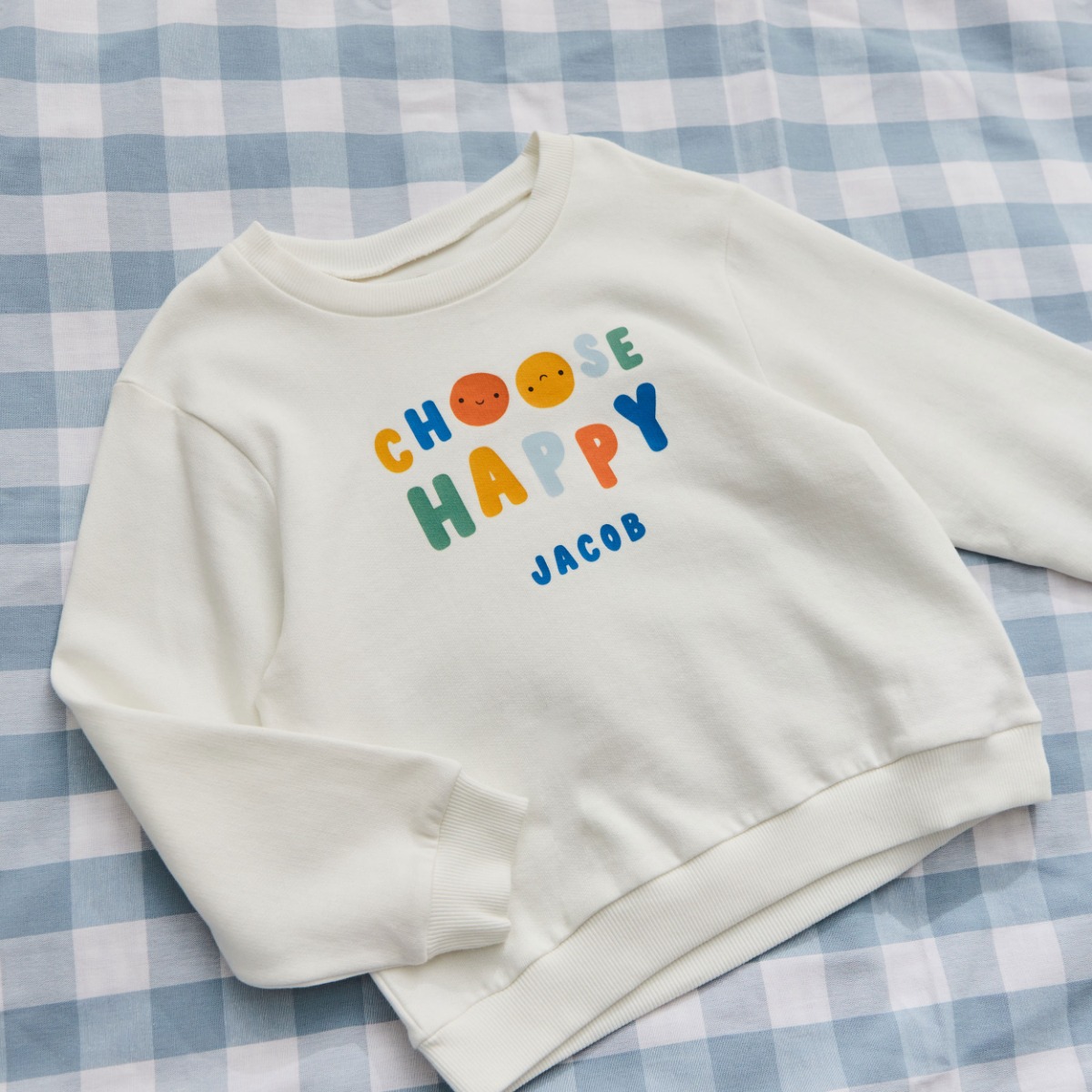 My Kids Personalised Ecru Choose Happy Sweatshirt