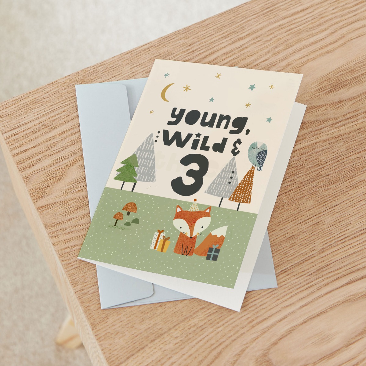 Personalised Fox Design 3rd Birthday Card