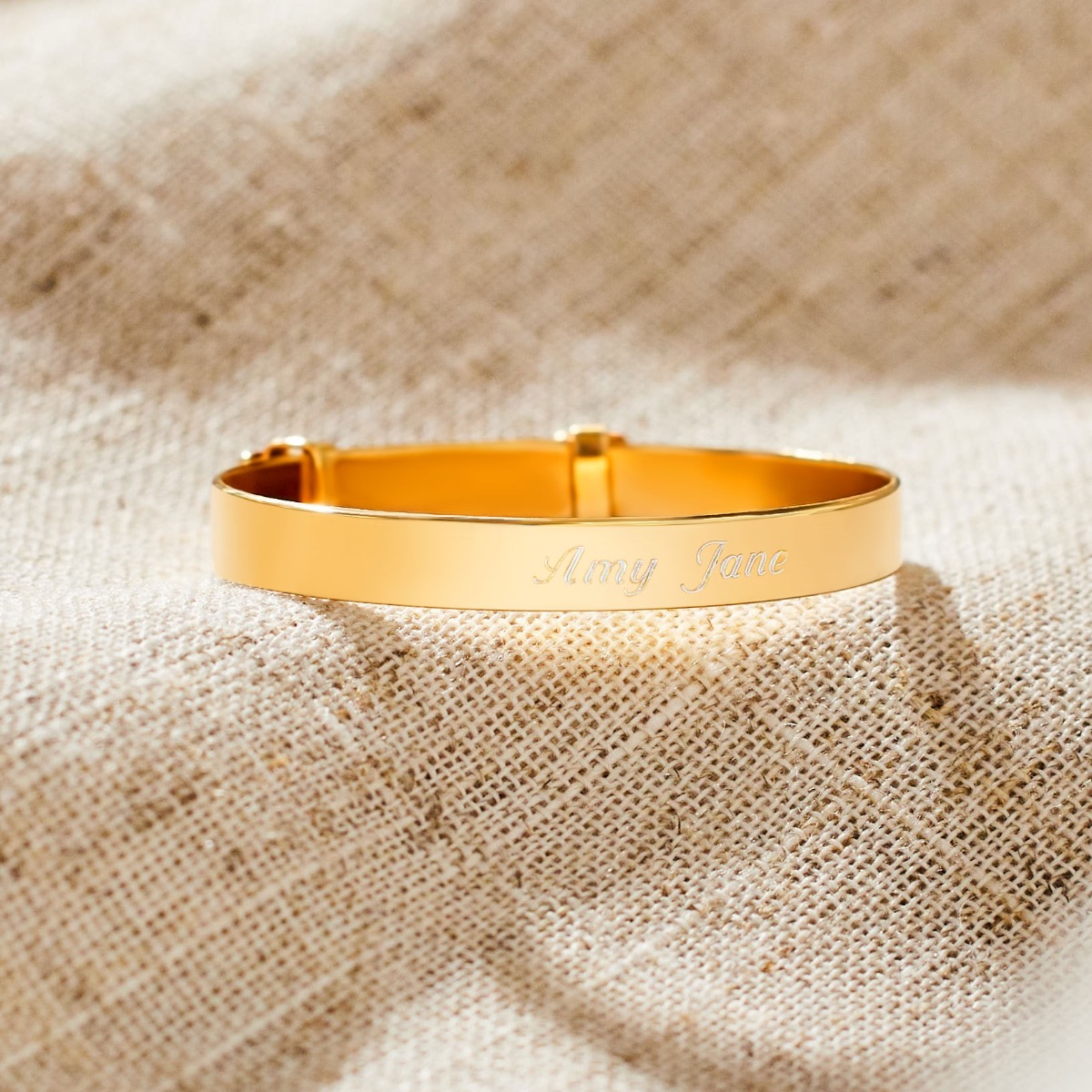 Gold Engraved Baby Keepsake Bangle with Diamond