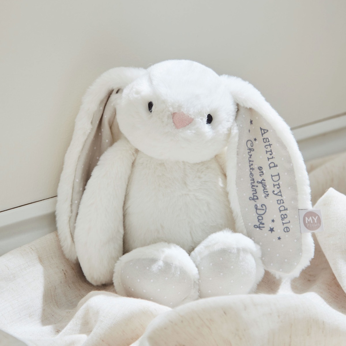 Personalised Christening Day Bunny Soft Toy