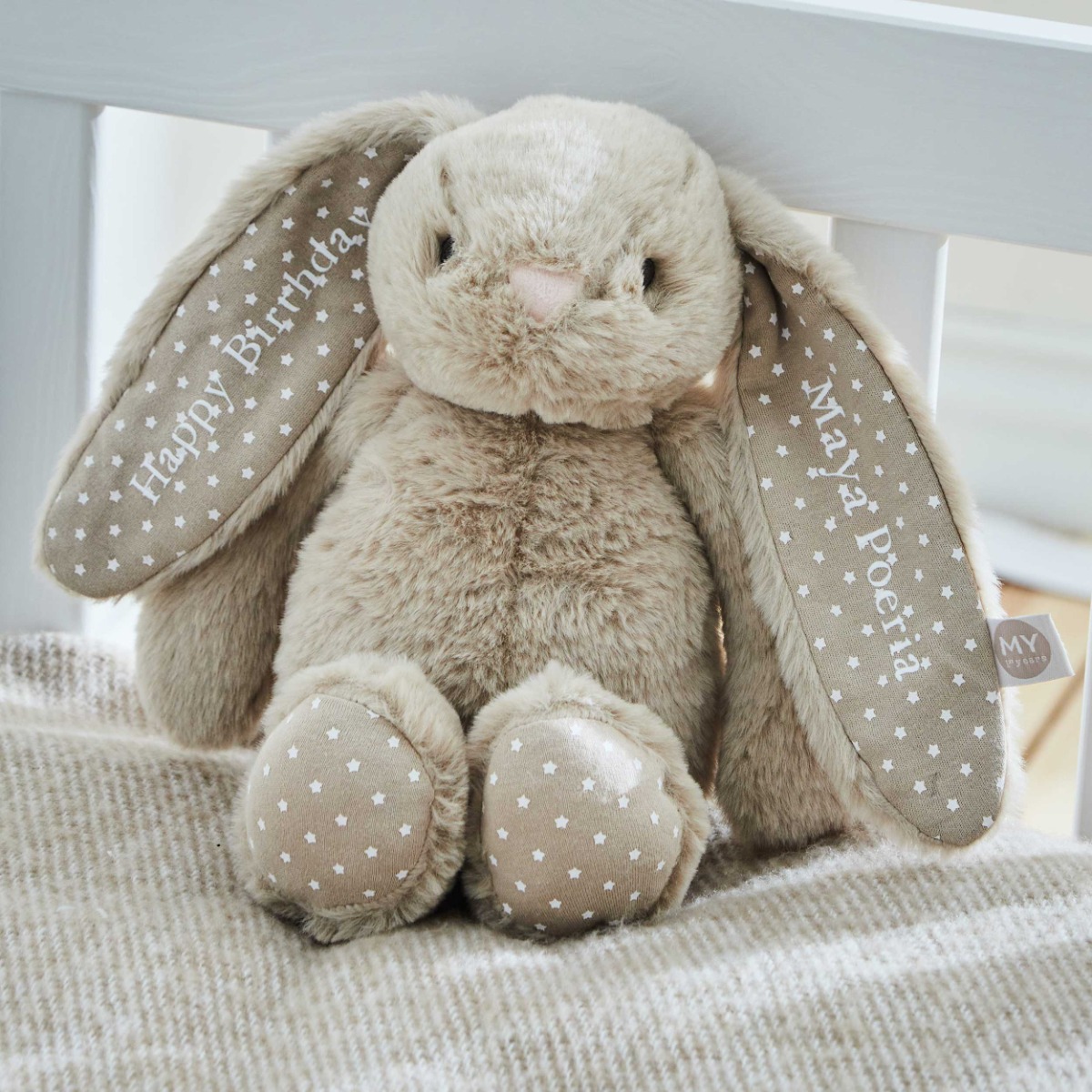 Personalised Taupe Plush Bunny