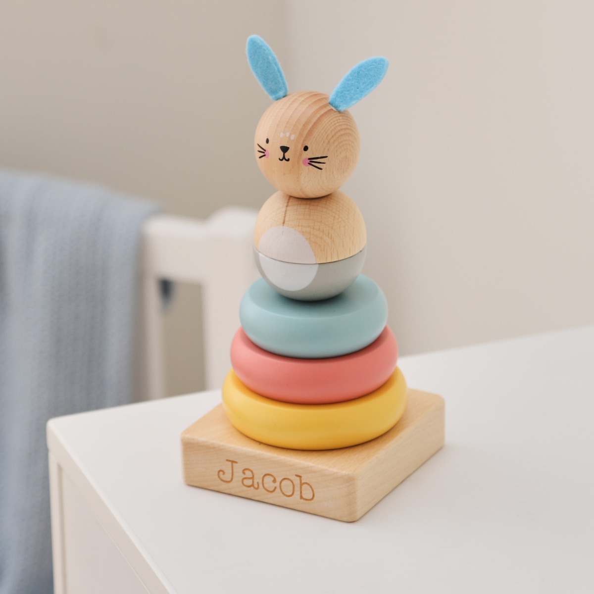 Personalised Wooden Bunny Stacker Toy